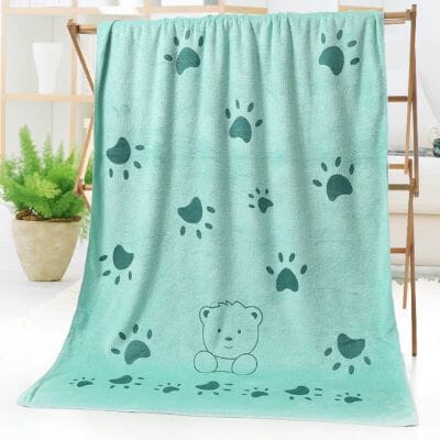 Serviette Microfibre - PetTowel™ - Ourson Bleu Menthe