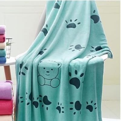 Serviette Microfibre - PetTowel™ - Ourson Bleu Menthe