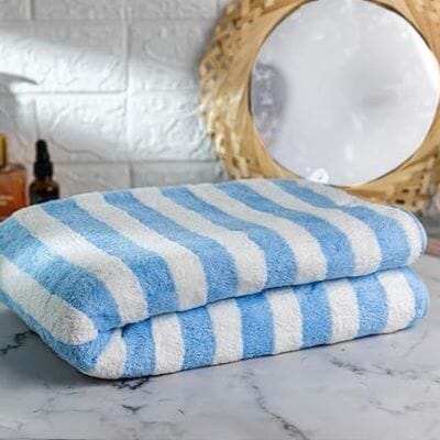 Serviette Microfibre - PetTowel™ - Rayures Bleu Ciel