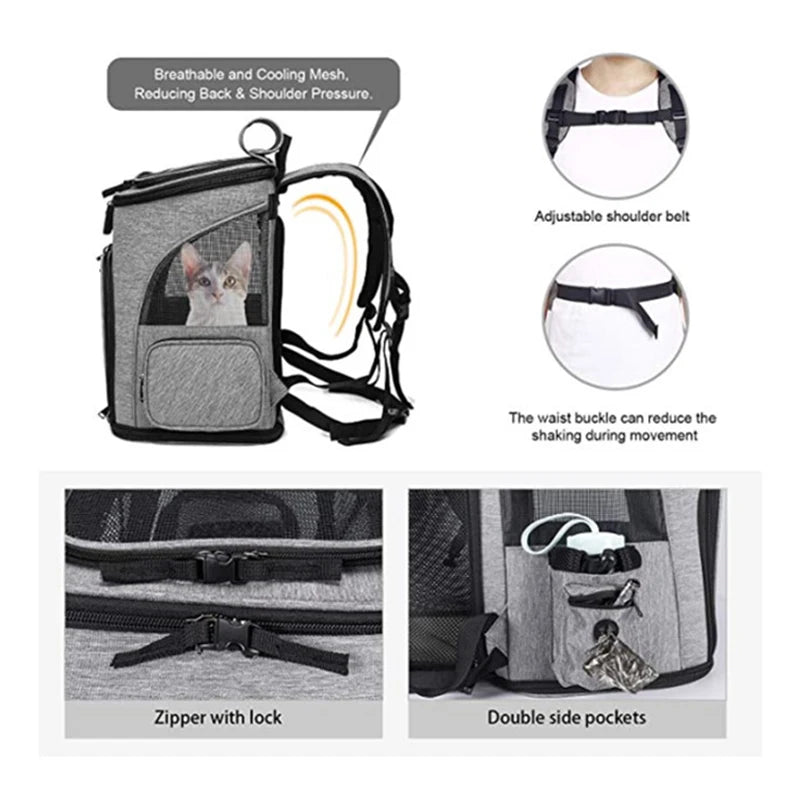 sac de transport pour chat grande capacité- GraycatH™