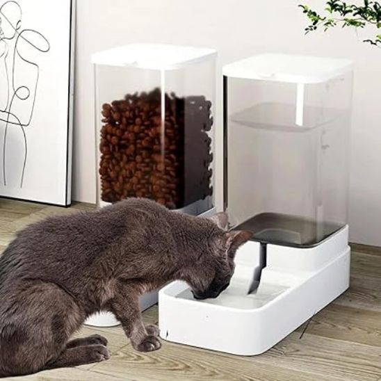 distributeur de croquette pour chat avec fontaine a eau pour chat