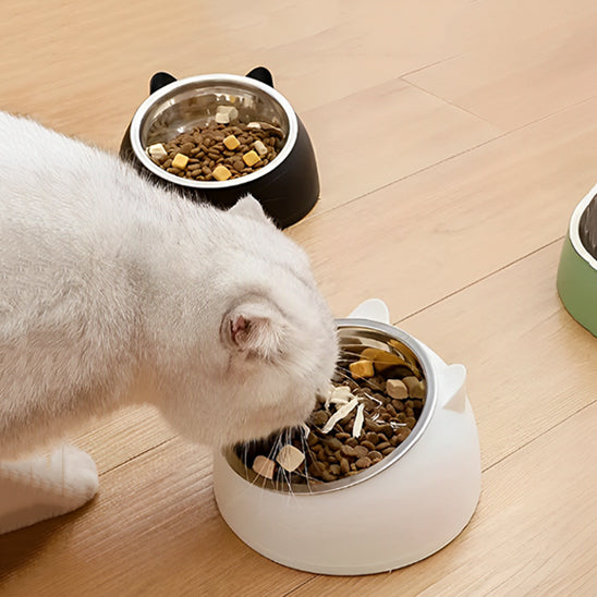 gamelle pour chat Catboler2 avec chat blanc qui mange