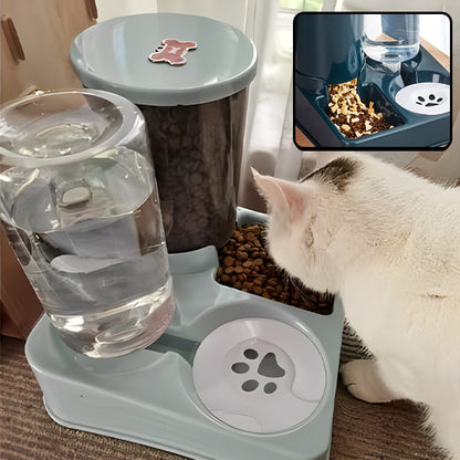 distributeur de croquette avec fontaine a eau avec chat