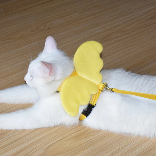 laisse pour chat avec ailes d'Ange jaune